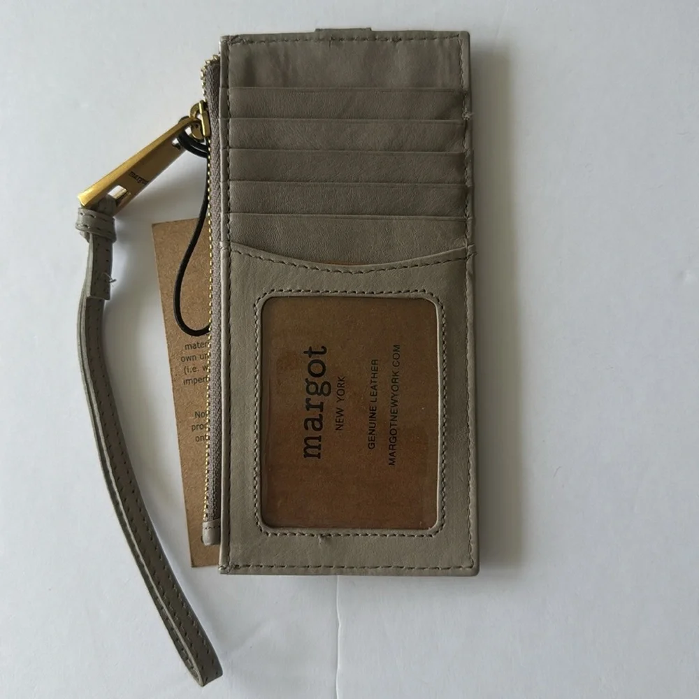 Margot Grey slim leather Card case wallet wristlet